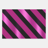 Trendy Magenta Rosa, Schwarz & Weiß Streifen Geschenkpapier Set (Vorderseite)