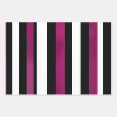 Trendy Magenta Rosa, Schwarz & Weiß Streifen Geschenkpapier Set (Vorderseite 3)