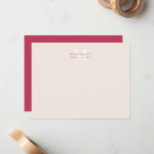 Trendy Magenta Simple Modern Minimalistisch Mitteilungskarte (Vorderseite/Rückseite Beispiel)