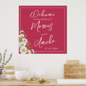 Trendy Magenta & White Daisies Wedding Poster (Küche)