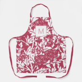 Trendy Magenta William Morris Floral Monogram Schürze (Vorderseite)