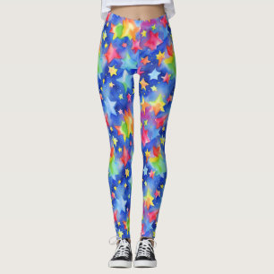 Trendy Magic Colorful Rainbow Stars Muster Leggings