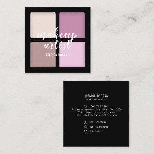 Trendy Make-up Artist Auge Schatten natürliche Pal Quadratische Visitenkarte (Vorne/Hinten)
