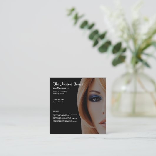 Trendy Makeup Artist Business Cards Quadratische Visitenkarte (Stehend Vorderseite)