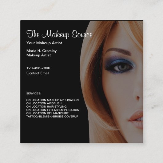 Trendy Makeup Artist Business Cards Quadratische Visitenkarte (Vorderseite)