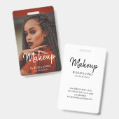 Trendy Makeup Artist Foto White Script Ausweis (Vorder- & Rückseite)