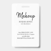 Trendy Makeup Artist Foto White Script Ausweis (Rückseite)