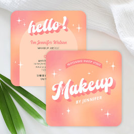 Trendy Makeup Artist Girly Retro Peach Beauty Quadratische Visitenkarte