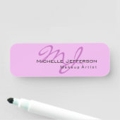 Trendy Makeup Artist Lilac & Orchid Color Monogram Namensschild (Beispiel)