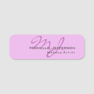 Trendy Makeup Artist Lilac & Orchid Color Monogram Namensschild
