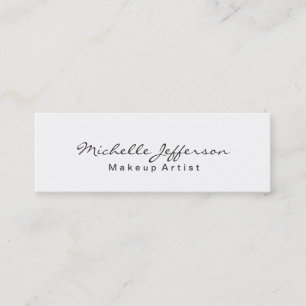 Trendy Makeup Artist White Script Business Card Mini Visitenkarte