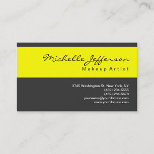 Trendy Makeup Artist Yellow Gray Business Card Visitenkarte