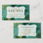 Trendy Malachite Floral Letter EyeLash Extensions Visitenkarte (Vorne/Hinten)