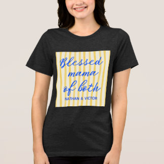 Trendy “Mama of Both” Custom Kids’ Names Tri-Blend Shirt