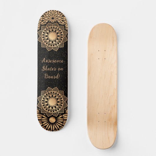 Trendy Mandala Pattern & Quote Skateboard (Vorderseite)