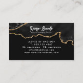 Trendy Marble Agate Black Gold Script Monogram Visitenkarte (Rückseite)