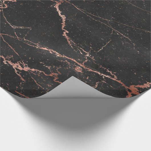 Trendy Marble Pink Black Glossy Geschenkpapier (Ecke)