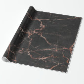 Trendy Marble Pink Black Glossy Geschenkpapier (Ungerollt)