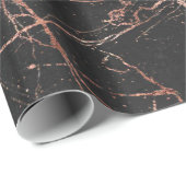 Trendy Marble Pink Black Glossy Geschenkpapier (Rolleneckpunkt)