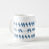 Trendy Marine schlucken Vögel auf Drähten Silhouet Kaffeetasse (Vorderseite Links)