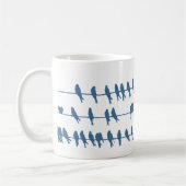 Trendy Marine schlucken Vögel auf Drähten Silhouet Kaffeetasse (Links)