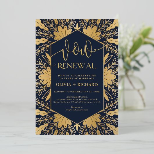 Trendy Marine und reale Goldfolie versprechen Erne Folieneinladung (Stehend vorne)
