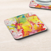 Trendy Marmor Look Rosa Gelb Blau Grün Getränkeuntersetzer (Linke Seite)