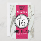 Trendy Marmor Pink Fuchsia Teenager, süß 16 Karte (Vorderseite)