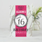 Trendy Marmor Pink Fuchsia Teenager, süß 16 Karte (Stehend Vorderseite)