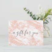 Trendy Marmor Rose Gold Glitzer Geschenkgutschein (Stehend Vorderseite)