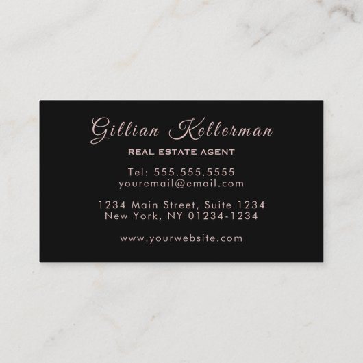 Trendy MarmorRosen-Goldmonogramm Visitenkarte (Rückseite)