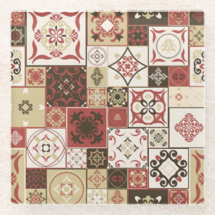 Trendy Marsala marokkanisches Muster Glasuntersetzer