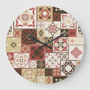 Trendy Marsala marokkanisches Muster Große Wanduhr