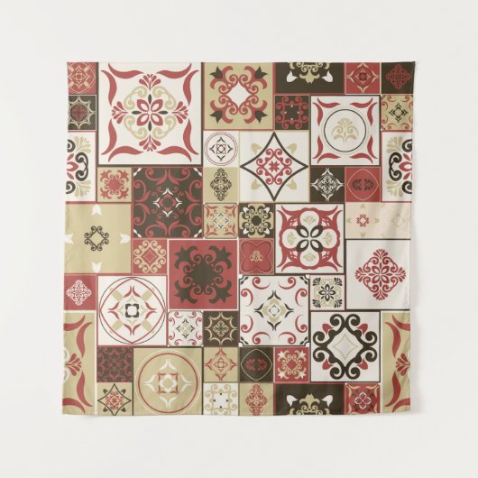 Trendy Marsala marokkanisches Muster Wandteppich (Vorderseite)