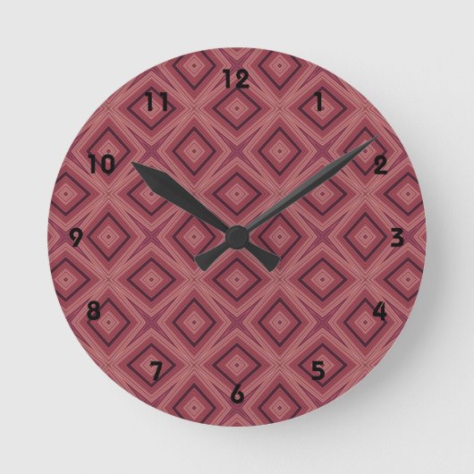 Trendy marsala und rosa geometrische Muster Runde Wanduhr (Vorderseite)