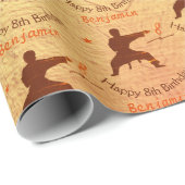 Trendy Martial Arts Karate Kinder Happy 8. Geburts Geschenkpapier (Rolleneckpunkt)