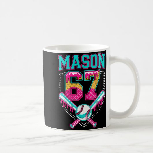 Trendy Mason 67 Mem Ice Cream Drip Baseball Birthd Kaffeetasse (Rechts)