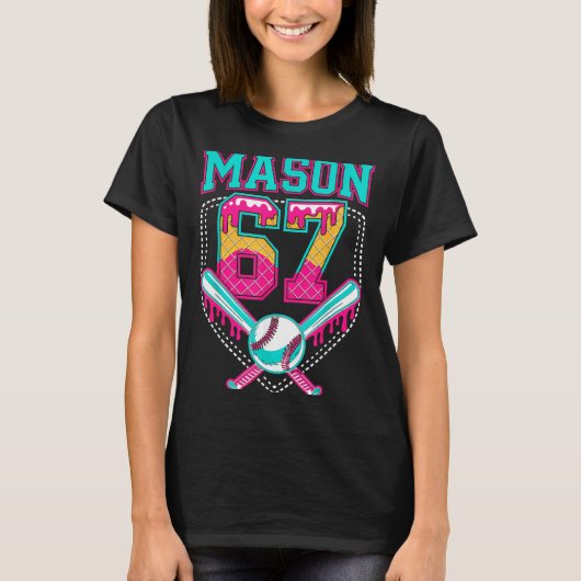 Trendy Mason 67 Mem Ice Cream Drip Baseball Birthd T-Shirt (Vorderseite)