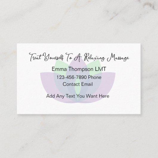 Trendy Massage Therapist Lotus Graphic Terminkarte (Vorderseite)