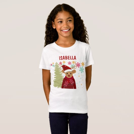 Trendy Matching Cute Red Nose Reindeer Christmas T-Shirt (Vorne ganz)