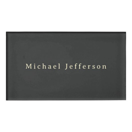 Trendy Matte Black Minimalist Own Name  Namenschild (Vorderseite)