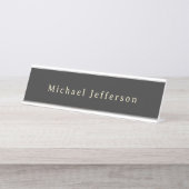Trendy Matte Black Minimalist Own Name  Schreibtischnamensplakette (Vorderseite )