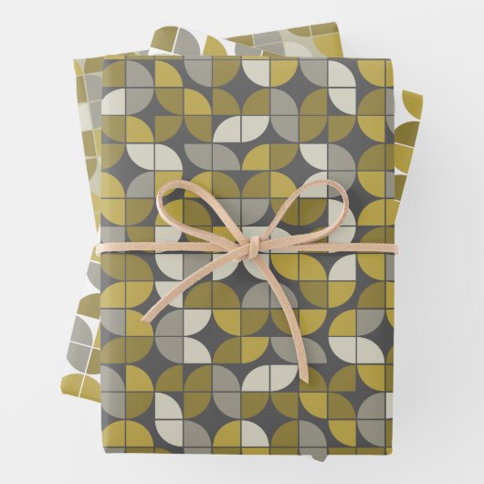 Trendy MCM Halbmond Muster - schwarz und schwarz Geschenkpapier Set (Beispiel)