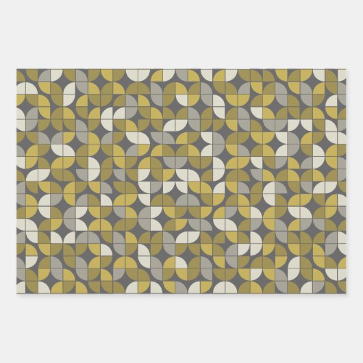 Trendy MCM Halbmond Muster - schwarz und schwarz Geschenkpapier Set (Vorderseite)