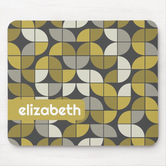 Trendy MCM Halbmondmuster mit Goldnamenblock Mousepad (Vorne)