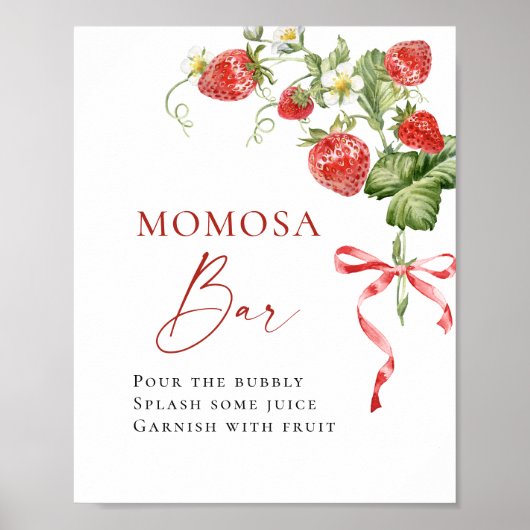 Trendy Meadow Strawberry Baby Shower MOMOSA Bar Poster (Vorne)