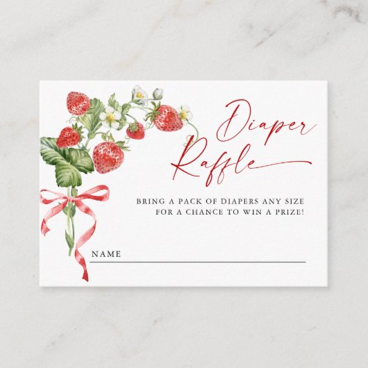 Trendy Meadow Strawberry Babydusche Windelwindeln Begleitkarte (Vorderseite)