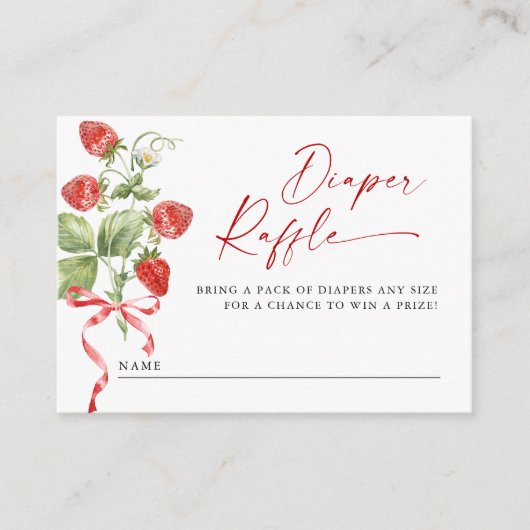 Trendy Meadow Strawberry Babydusche Windelwindeln Begleitkarte (Vorderseite)