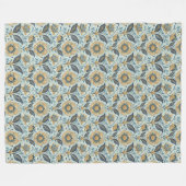Trendy Mediterranean Navy und Gold Floral Tiles Fleecedecke (Vorderseite (Horizontal))