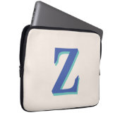 Trendy Medium Blue 3D-Anfangsbuchstabe | Linenfarb Laptopschutzhülle (Vorne Rechts)